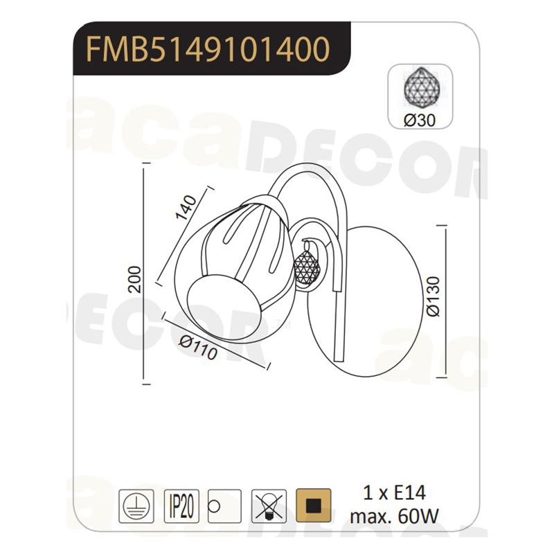 Απλίκα Τοίχου Aca Cardinal Fmb51491 Chrome White Home Φωτιστικά Spitishop