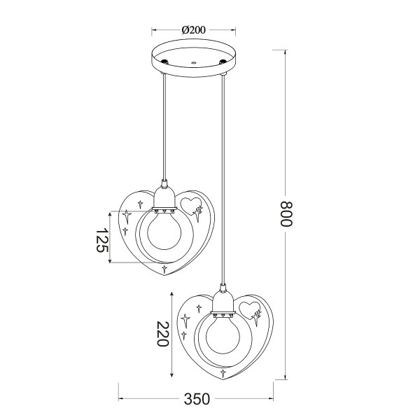 Παιδικό Φωτιστικό Οροφής Δίφωτο Aca Love MD70832