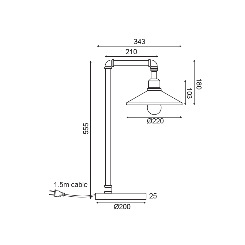 Πορτατίφ Aca Pipe Ar4171T56Bg Black Home Φωτιστικά Επιτραπέζια Spitishop