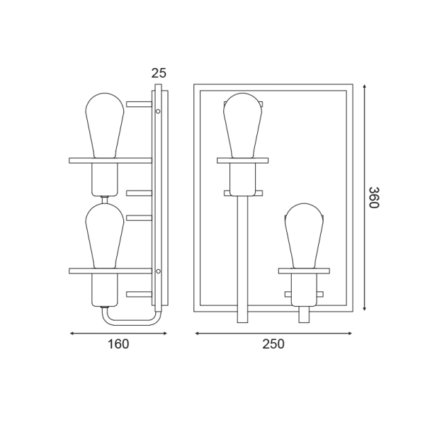 Απλίκα Τοίχου Aca Tesla EG842W36B Black/Wood