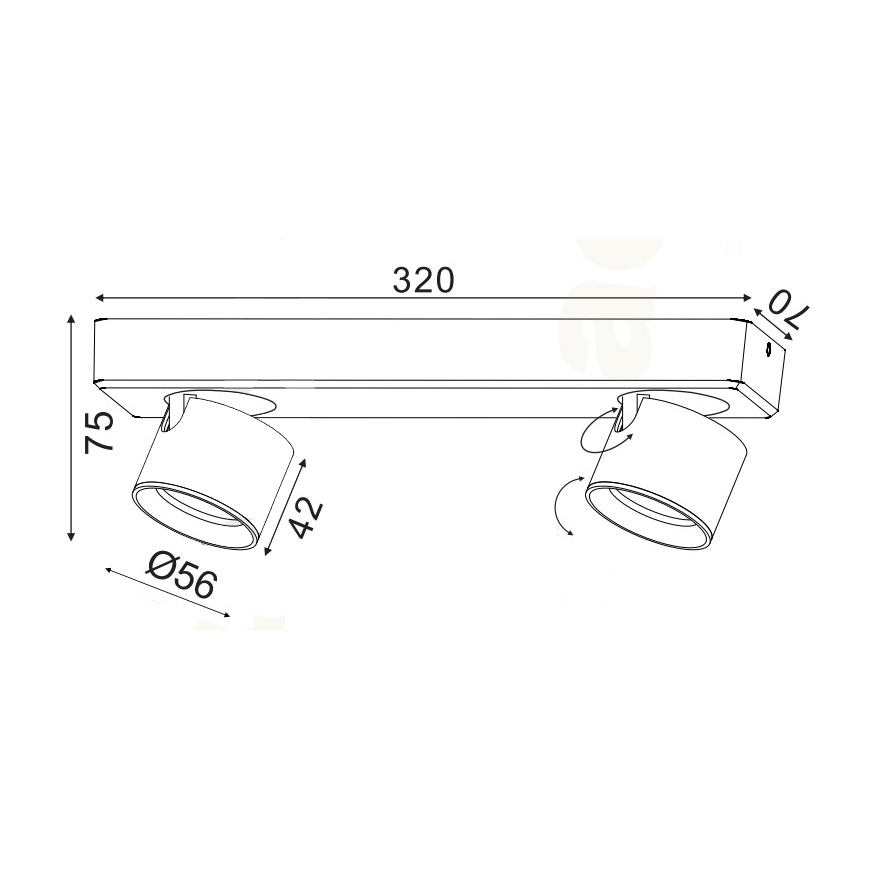 Σποτ Δίφωτο Led Aca Pluto Ra33Leds32Gy Grey Home Φωτιστικά Οροφής - Τοίχου Spitishop