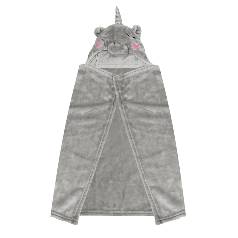 Κουβέρτα Fleece Με Κουκούλα (86x36) Makis Tselios Baby Monocer Grey