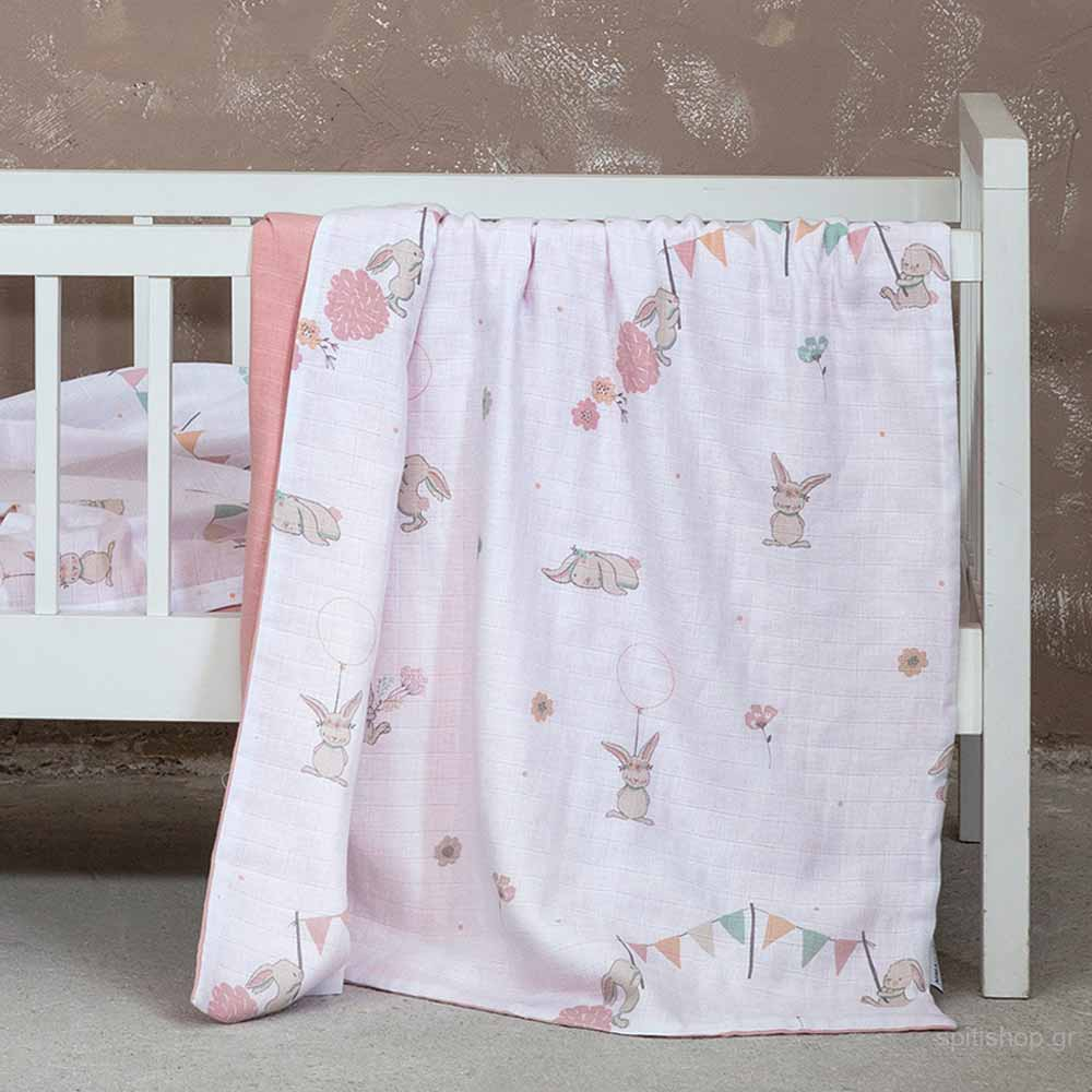 Κουβέρτα Μουσελίνα Κούνιας (100×140) Nima Baby Bunny Love
