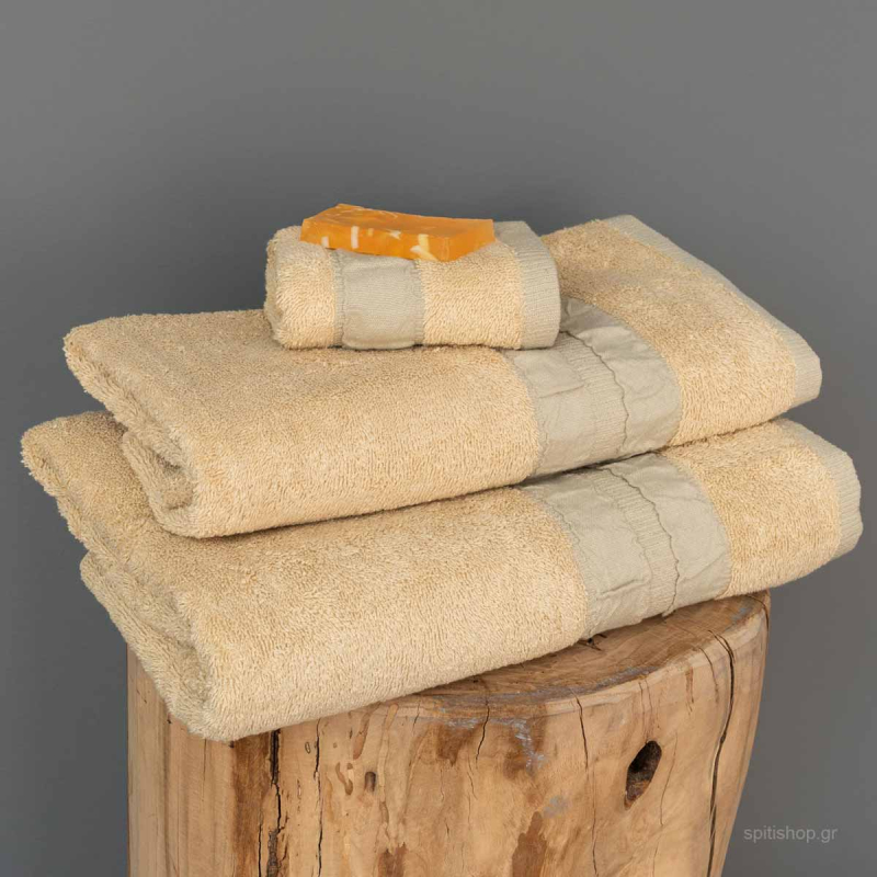 Πετσέτες Μπάνιου (Σετ 3τμχ) Palamaiki Towels Cactus Cream