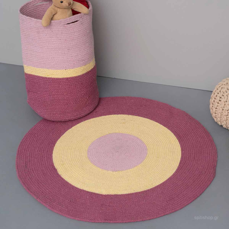 Παιδικό Στρογγυλό Χαλί (Φ140) Palamaiki Tricolore Pink