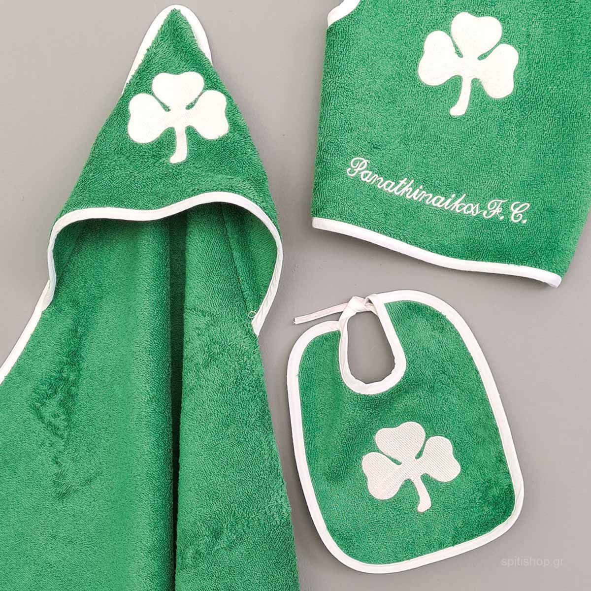 Βρεφικό Σετ Λουτρού Palamaiki Panathinaikos Baby Block Home Βρεφικά Προίκα Μωρού Κάπες Βρεφικές Spitishop
