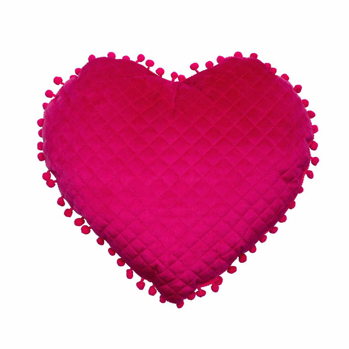 Βελουτέ Διακοσμητικό Μαξιλάρι (40×38) Palamaiki Elwin Καρδιά Fuchsia 172959