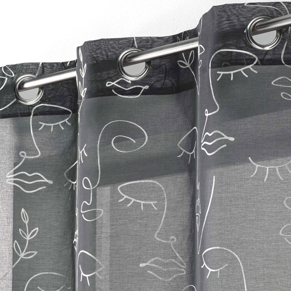 Κουρτίνα (140x240) Με Τρουκς L-C Arty Line Voilage Anthracite 1626848