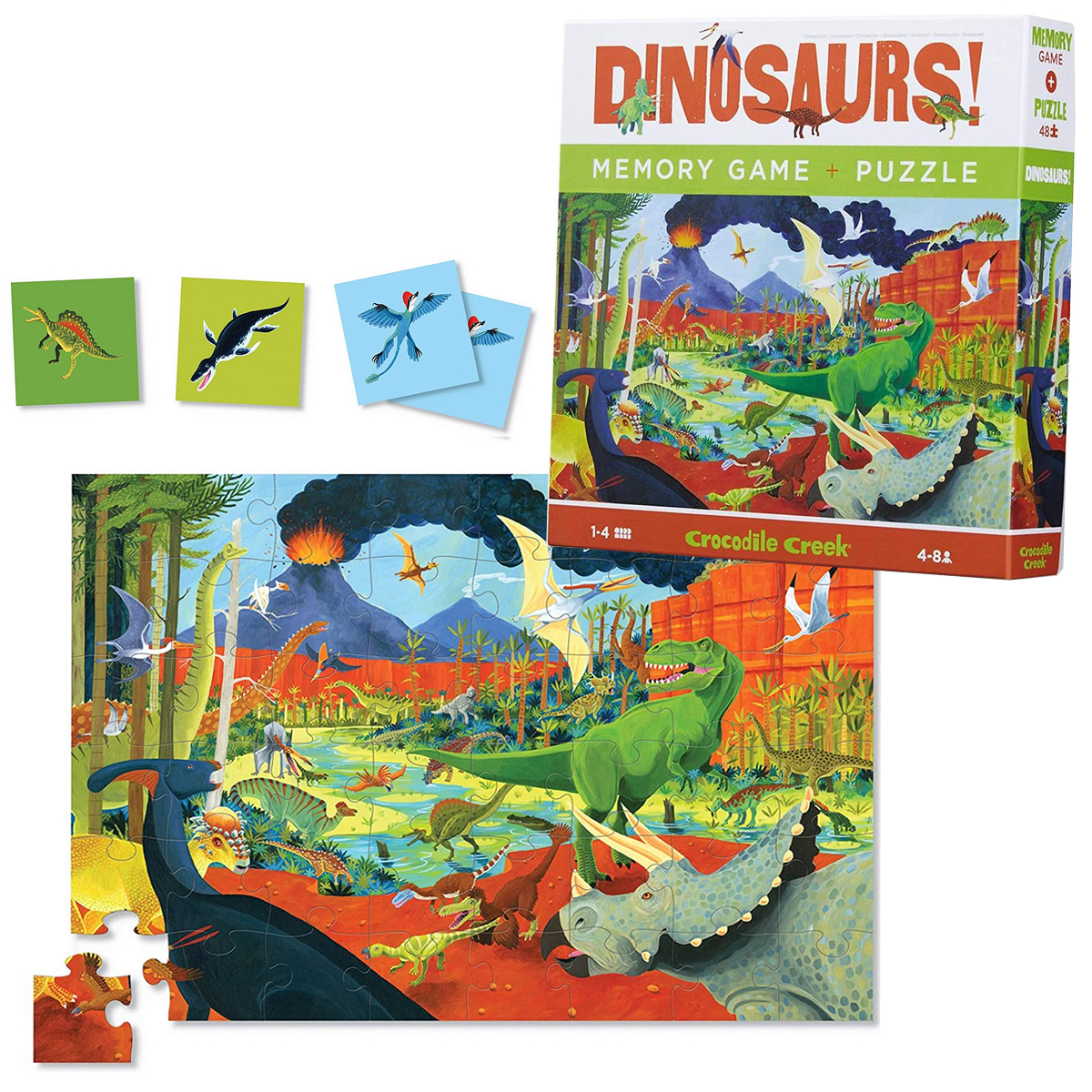 Παζλ Με 48 Κομμάτια + Παιχνίδι Μνήμης (Σετ) Crocodile Δεινόσαυροι