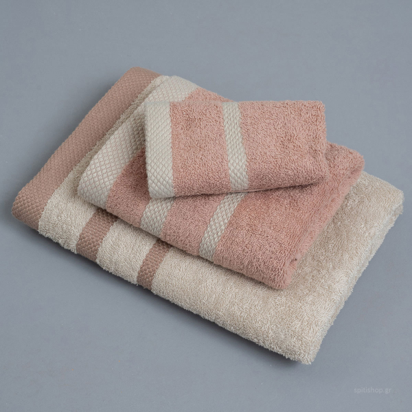 Πετσέτες Μπάνιου (Σετ 3τμχ) Palamaiki Towels Dimont Beige