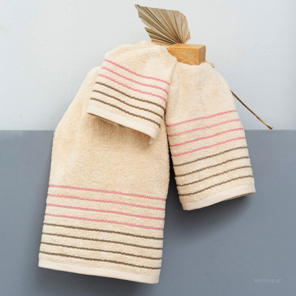Πετσέτες Μπάνιου (Σετ 3τμχ) Palamaiki Towels Lennox Beige 450gsm