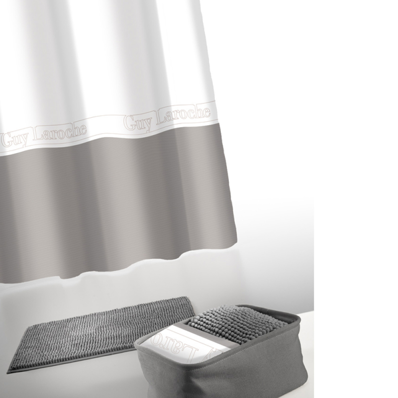 Κουρτίνα Μπάνιου + Πατάκι (Σετ 3τμχ) Με Κρίκους Guy Laroche Miami Anthracit