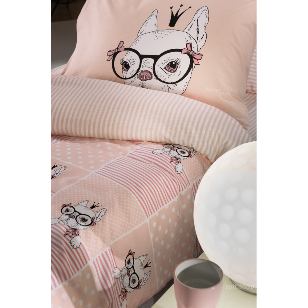 Σεντόνια Μονά (Σετ) Saint Clair Rosie Pink Home Παιδικά Λευκά Είδη Spitishop