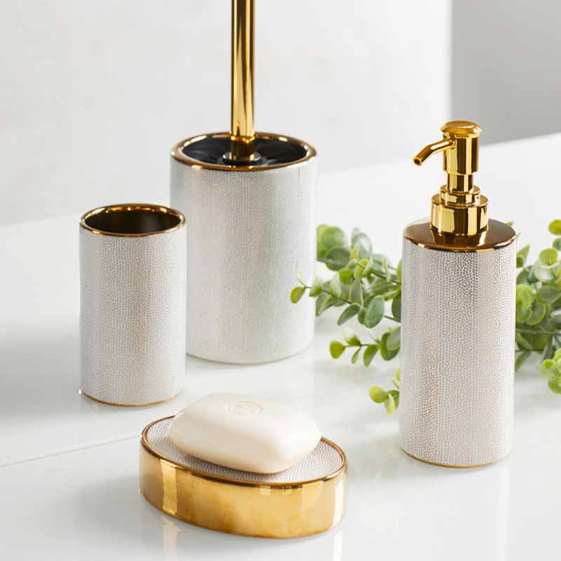 Ποτηροθήκη Μπάνιου Wenko Nuria White Gold 24184100 Home Μπάνιο Αξεσουάρ Spitishop
