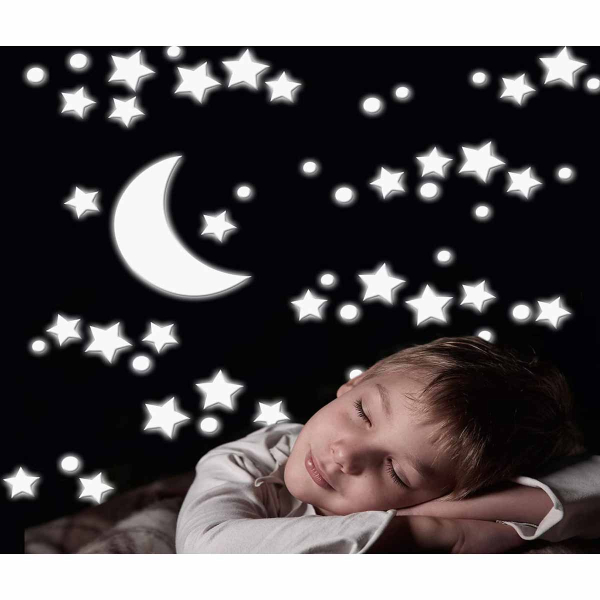 Παιδικά Φωσφοριζέ Αυτοκόλλητα Τοίχου Ango White Stars 18003