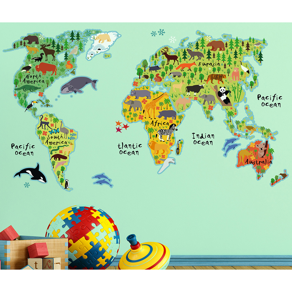 Παιδικό Αυτοκόλλητο Τοίχου Ango World Map 18301 107448