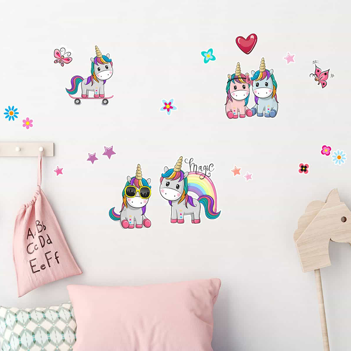 Παιδικά Αυτοκόλλητα Τοίχου Ango Colourful Unicorns 18116 162194