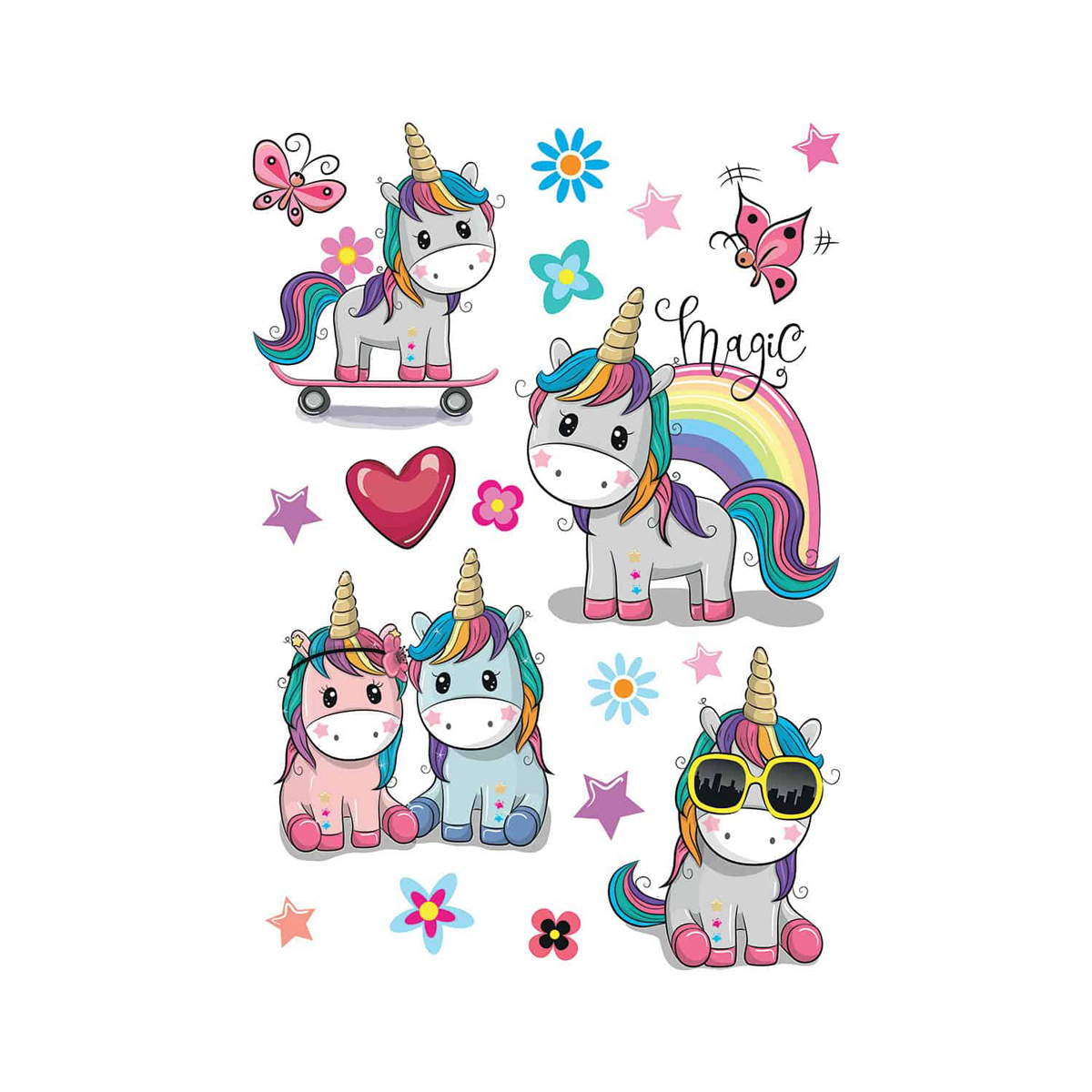 Παιδικά Αυτοκόλλητα Τοίχου Ango Colourful Unicorns 18116 Home Spitishop
