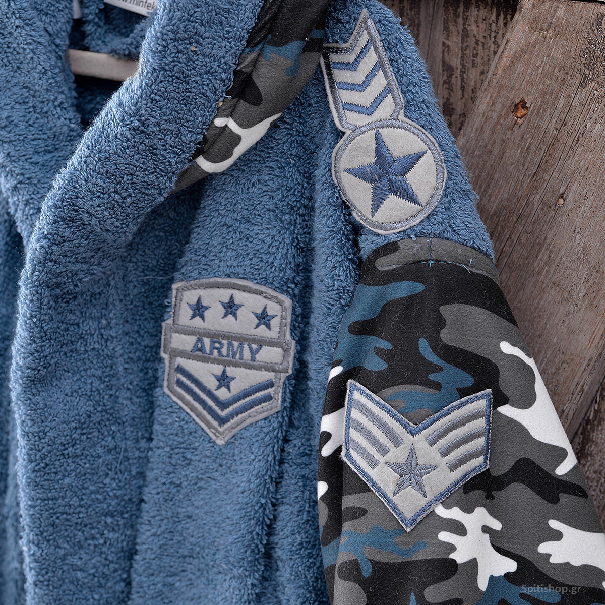 Παιδικό Μπουρνούζι Rythmos Army Blue No3-4 Home Παιδικά Μπουρνούζια - Βρεφικά Spitishop