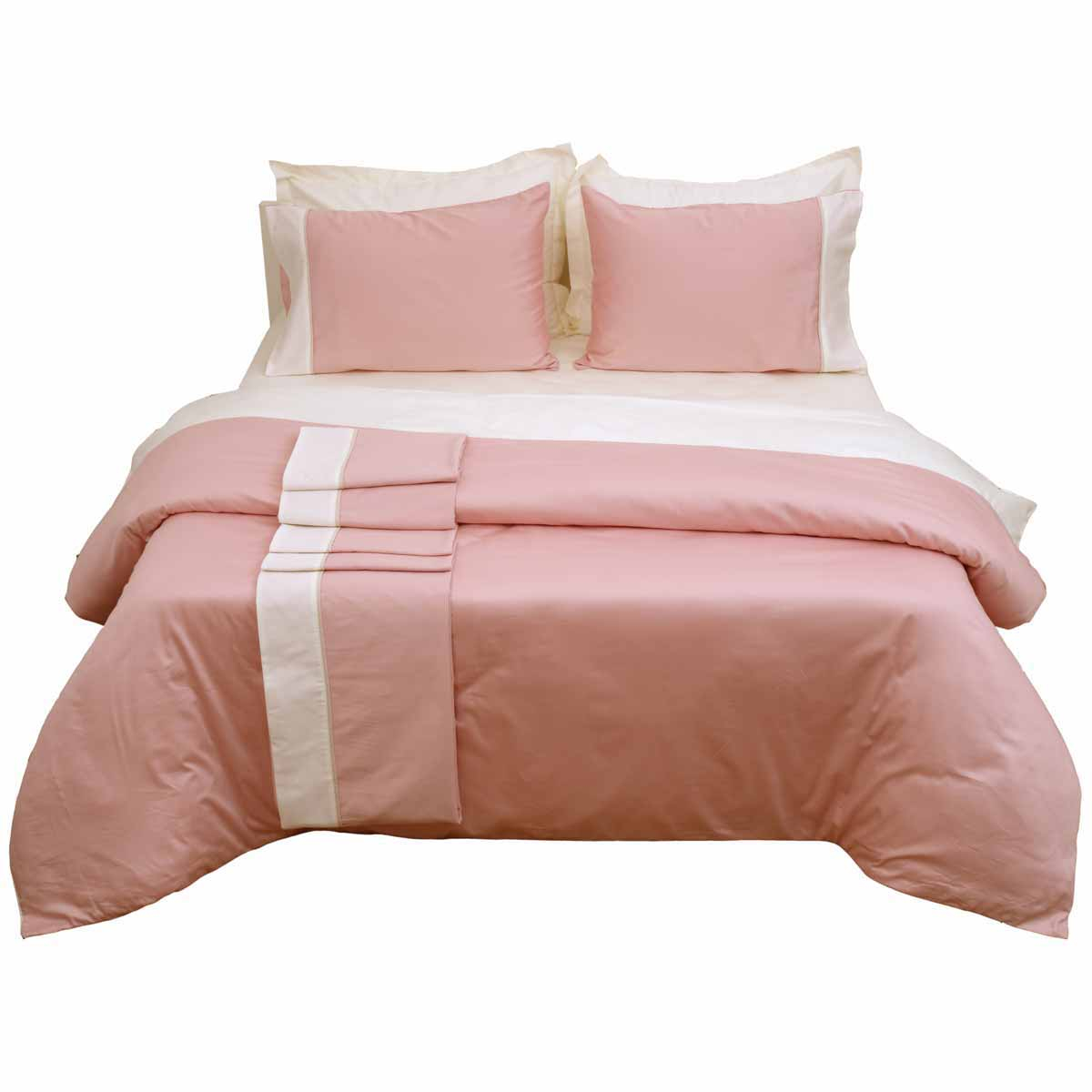 Σεντόνια Υπέρδιπλα (Σετ) Anna Riska Luxury Bicolour Blush Pink/Ivory ...