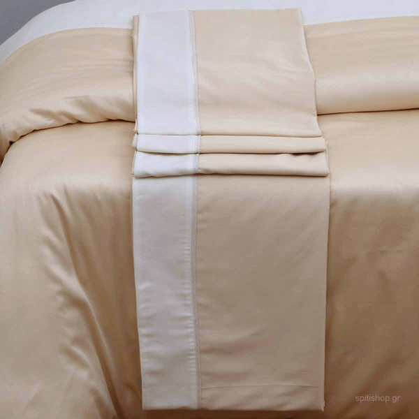 Σεντόνια Υπέρδιπλα (Σετ) Anna Riska Luxury Bicolour Beige/Ivory