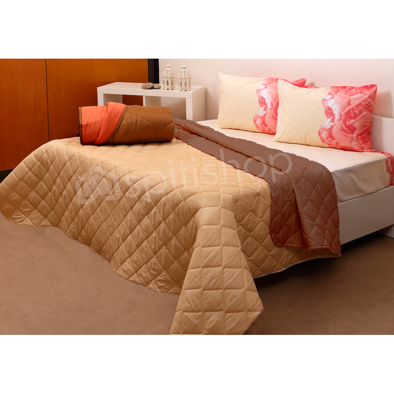 Κουβερλί Υπέρδιπλο (220x240) 2 Όψεων Viopros Μπεζ/Καφέ