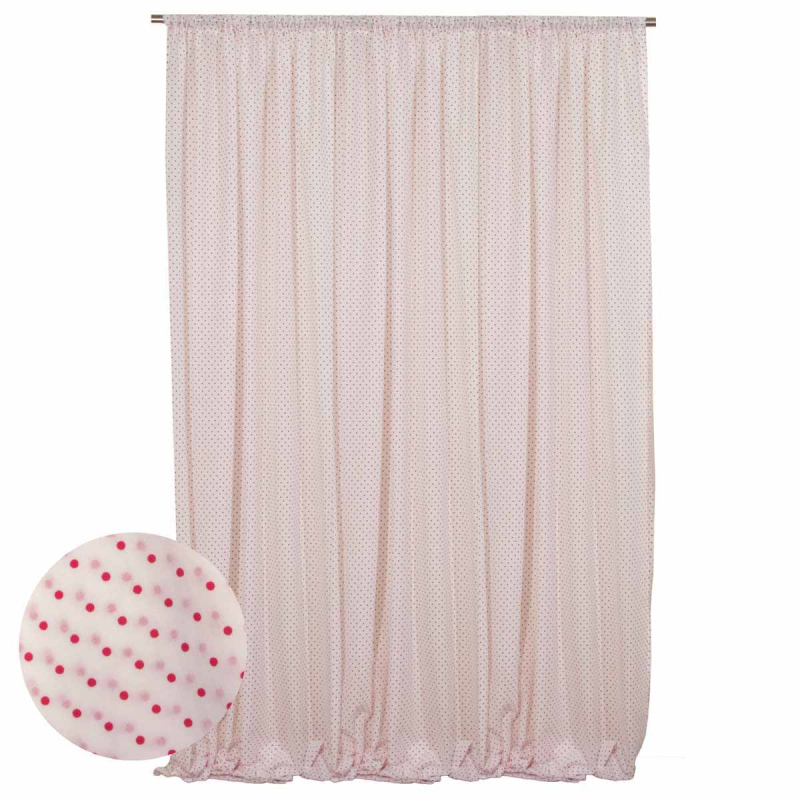 Παιδική Κουρτίνα (140x270) Με Τρέσα Viopros Κονφετί Γάζα Κόκκινο