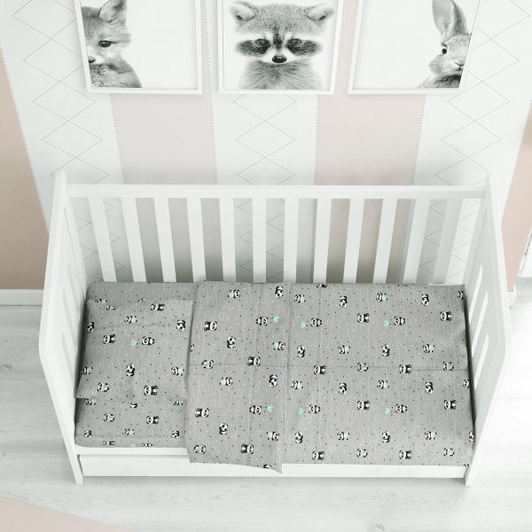 Σεντόνι Λίκνου Επίπεδο (80x110) Dimcol Panda 112 Grey-Green