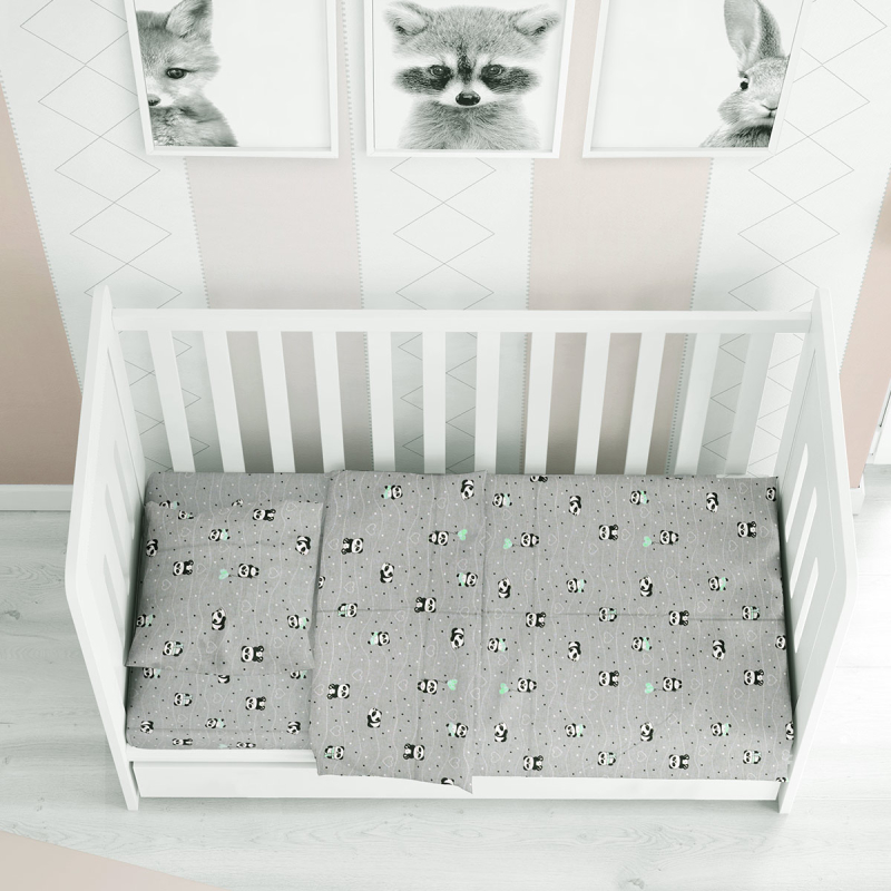 Σεντόνι Λίκνου Επίπεδο (80x110) Dimcol Panda 112 Grey-Green