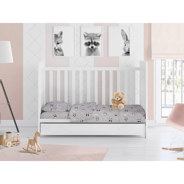 Σεντόνι Λίκνου Επίπεδο (80x110) Dimcol Panda 112 Grey-Green