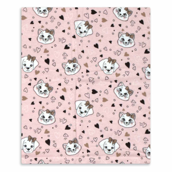 Φανελένιο Σεντόνι Λίκνου Επίπεδο (80x110) Dimcol Puppy-Kitten 18 Pink