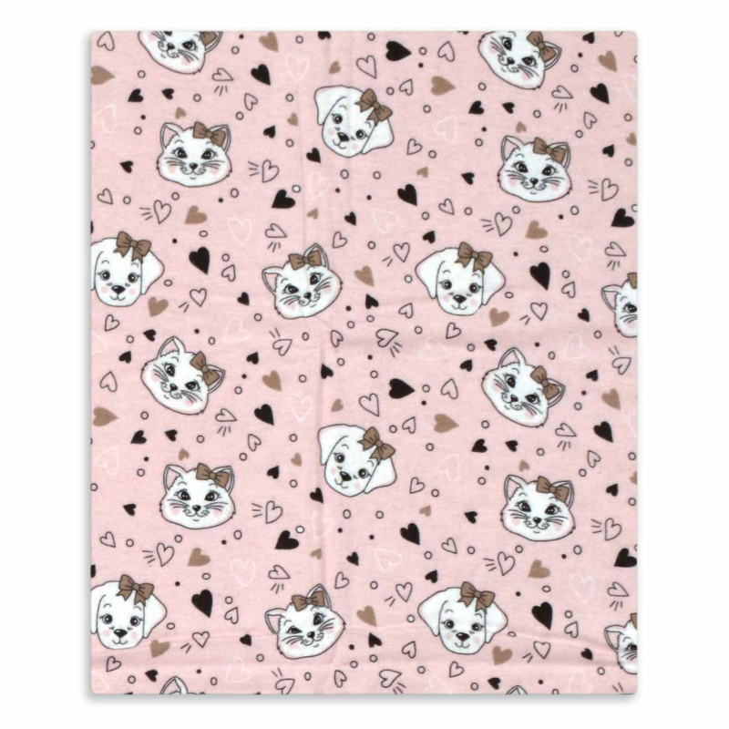 Φανελένιο Σεντόνι Λίκνου Επίπεδο (80x110) Dimcol Puppy-Kitten 18 Pink
