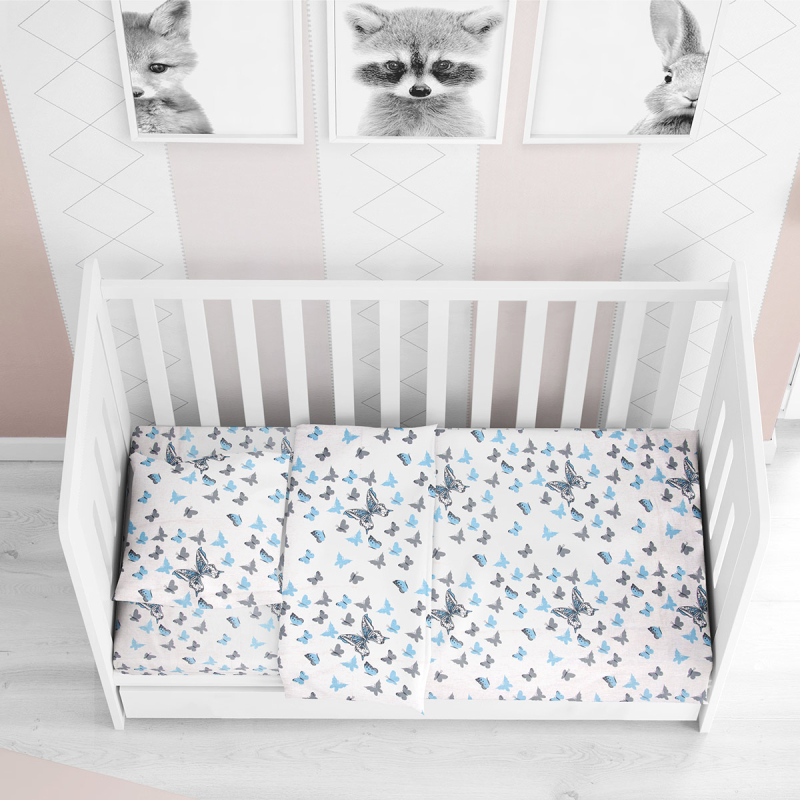 Σεντόνια Κούνιας (Σετ) Dimcol Butterfly 56 Sky Blue