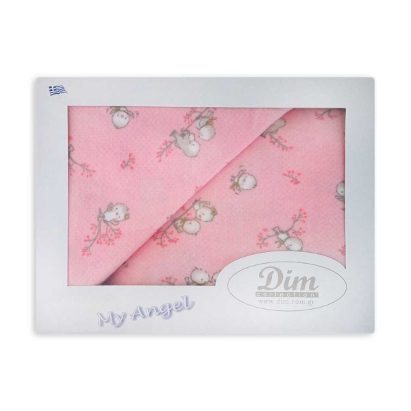Φανελένια Σεντόνια Κούνιας (Σετ) Dimcol Birds 15 Pink