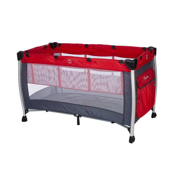 Παρκοκρέβατο 2 Θέσεων (0+ Μηνών/Έως 15kg) Baby Adventure Holiday Aluminium Red/Grey