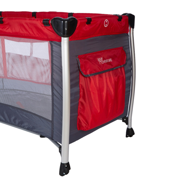 Παρκοκρέβατο 2 Θέσεων (0+ Μηνών/Έως 15kg) Baby Adventure Holiday Aluminium Red/Grey