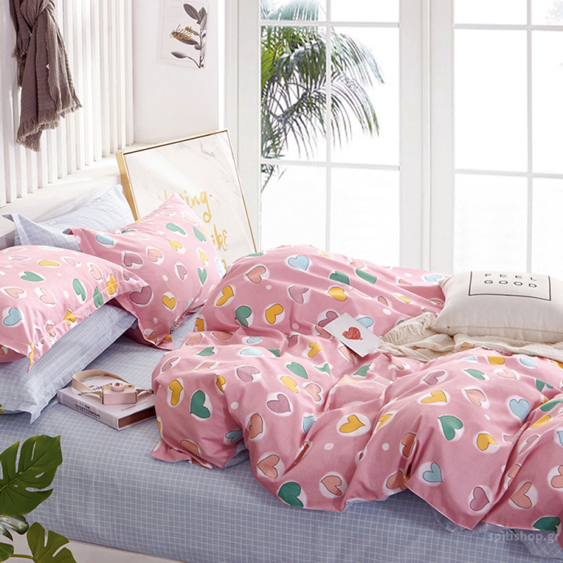 Σεντόνια Μονά (Σετ) Melinen Prime Heart Attact Pink