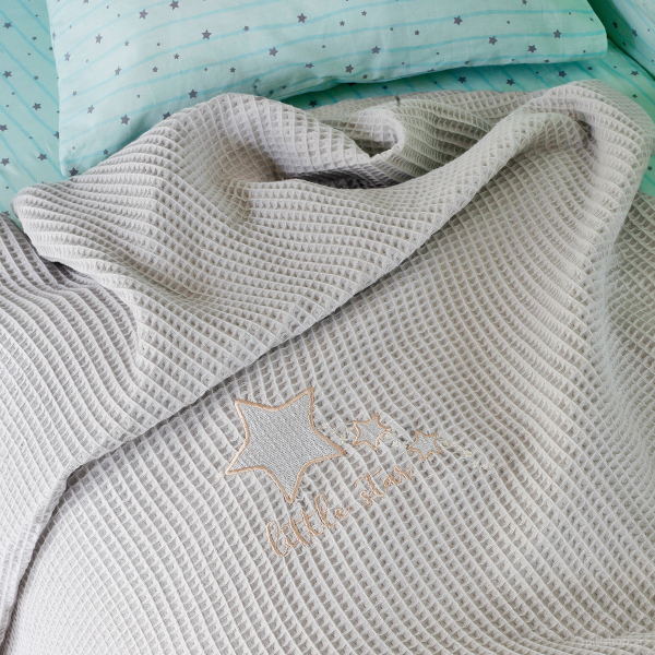 Κουβέρτα Πικέ Αγκαλιάς (80x110) Melinen Little Star Grey