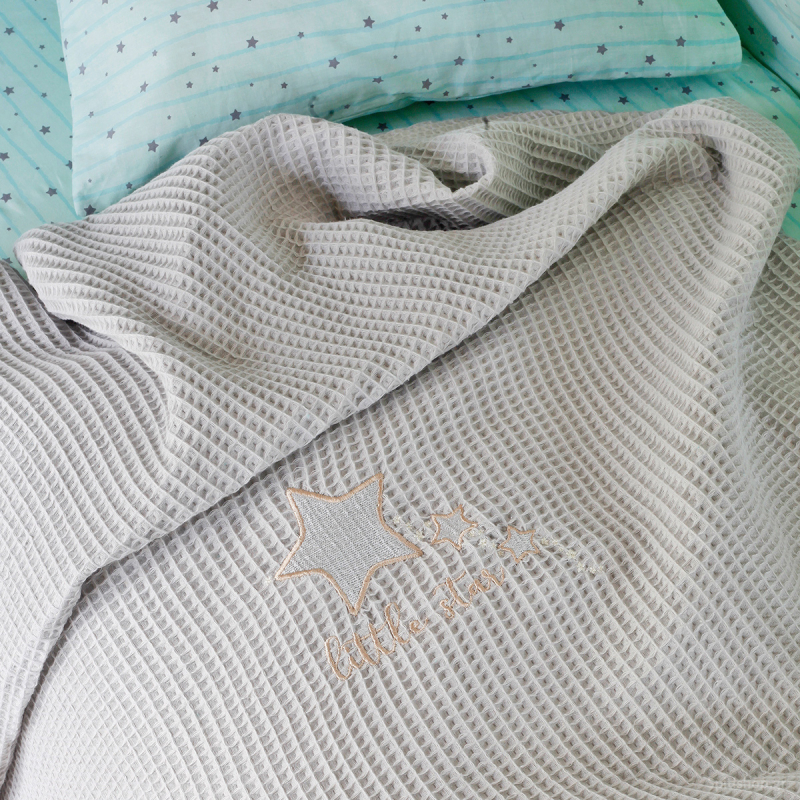 Κουβέρτα Πικέ Αγκαλιάς (80x110) Melinen Little Star Grey