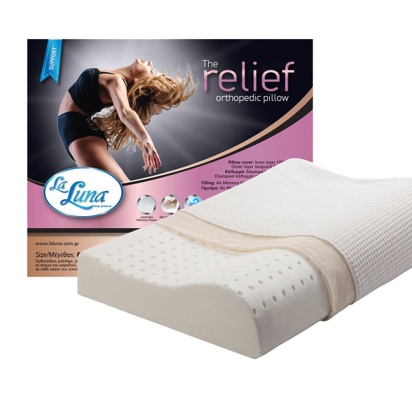Μαξιλάρι Ύπνου Ορθοπεδικό Μέτριο (30x46) La Luna Relief Orthopedic Memory Foam