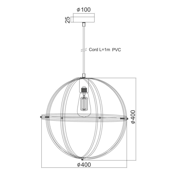 Φωτιστικό Οροφής Μονόφωτο Aca Sirena KS1483P1BK Black
