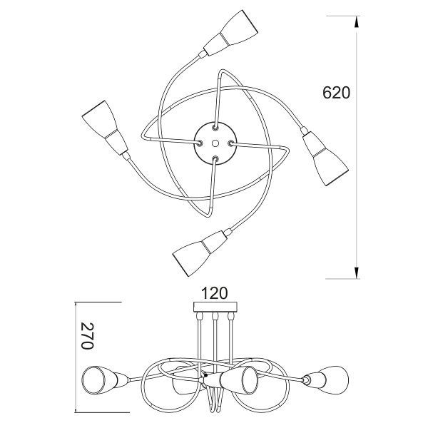 Φωτιστικό Οροφής Πολύφωτο Aca Kamet MC542GAB4 Bronze