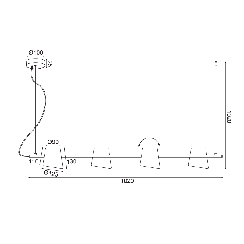 Φωτιστικό Οροφής Πολύφωτο Aca Ayran Ef27P4102Cp Cooper Home Φωτιστικά Spitishop