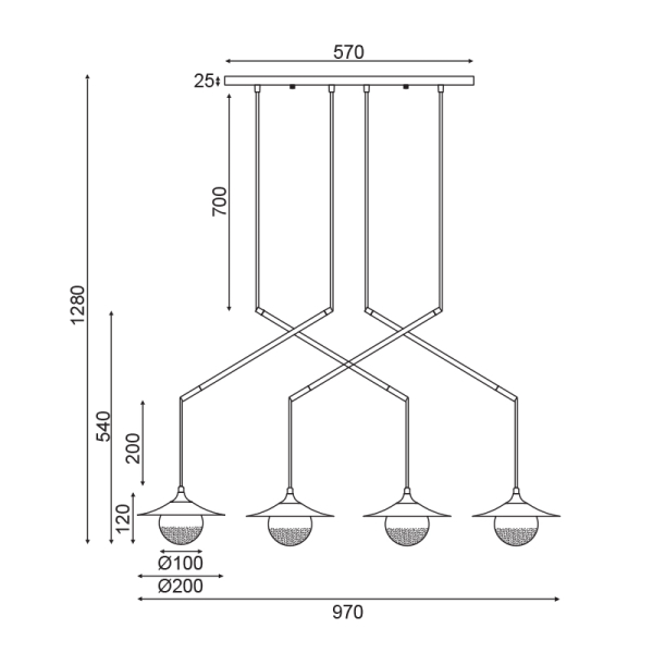 Φωτιστικό Οροφής Πολύφωτο Aca Layla HL4314P96BB Brass