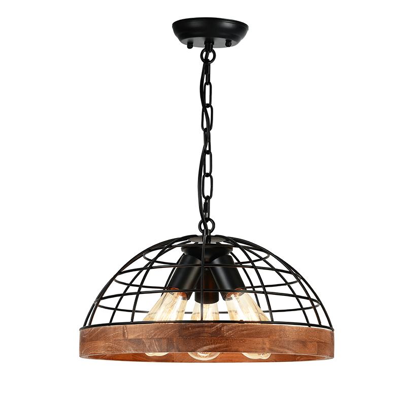 Φωτιστικό Οροφής Τρίφωτο Aca Tesla EG843P40B Black/Wood