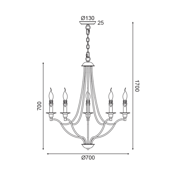 Πολυέλαιος Οροφής Aca Lyon EG5875P70R Rust