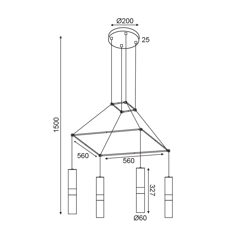 Φωτιστικό Οροφής Πολύφωτο Aca Da Vinci Hm854P56Bk Black Home Φωτιστικά Spitishop