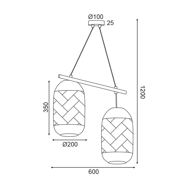 Φωτιστικό Οροφής Δίφωτο Aca Coconut Od762P60Rw Rattan Home Φωτιστικά Spitishop