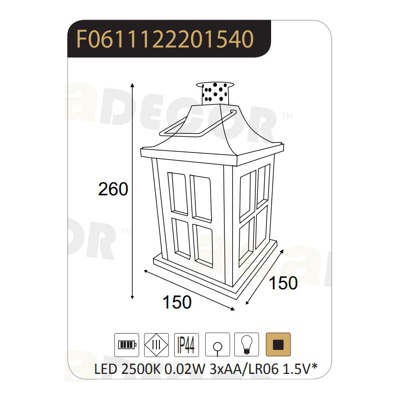 Φανάρι Led με Μπαταρία Aca Torte F06111222 White Antique Home Κήπος Διακοσμητικά Κήπου & Μπαλκονιού Spitishop