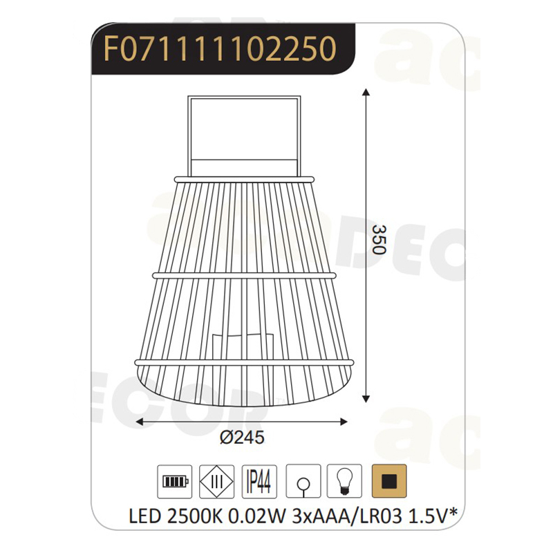 Φανάρι Led με Μπαταρία Aca Strudel F0711111 Bamboo Home Κήπος Διακοσμητικά Κήπου & Μπαλκονιού Spitishop